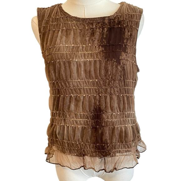 Cato Sequin Top Womens XL Layered Ruffled Blouse Tank Dark Elegance Whimsy Y2K - Picture 1 of 11